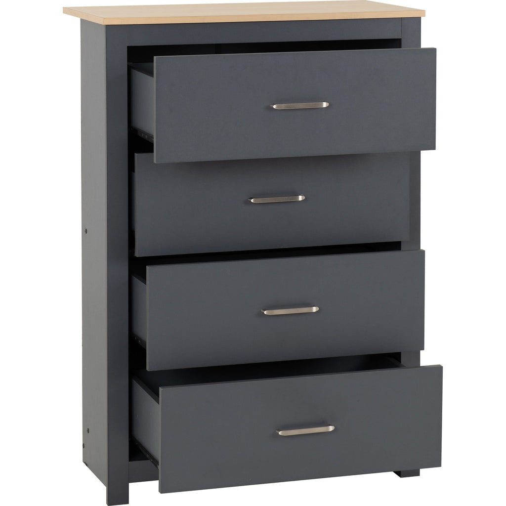 Portland 4 Drawer Chest - Grey/Oak Effect
