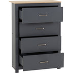 Portland 4 Drawer Chest - Grey/Oak Effect