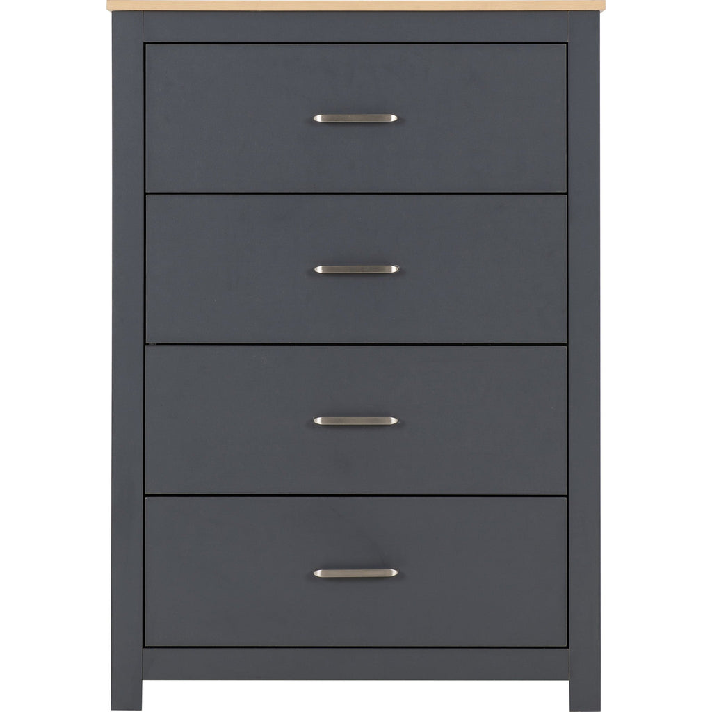 Portland 4 Drawer Chest - Grey/Oak Effect