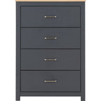 Portland 4 Drawer Chest - Grey/Oak Effect