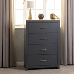 Portland 4 Drawer Chest - Grey/Oak Effect