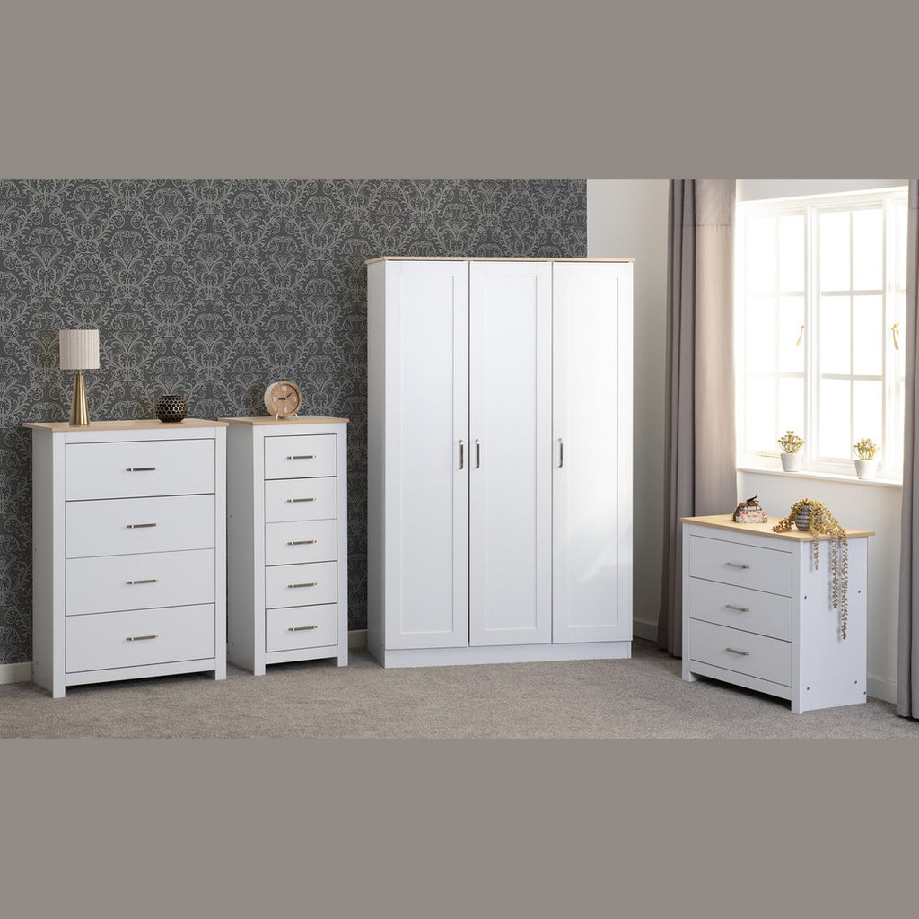Portland 3 Door Wardrobe - White/Oak Effect