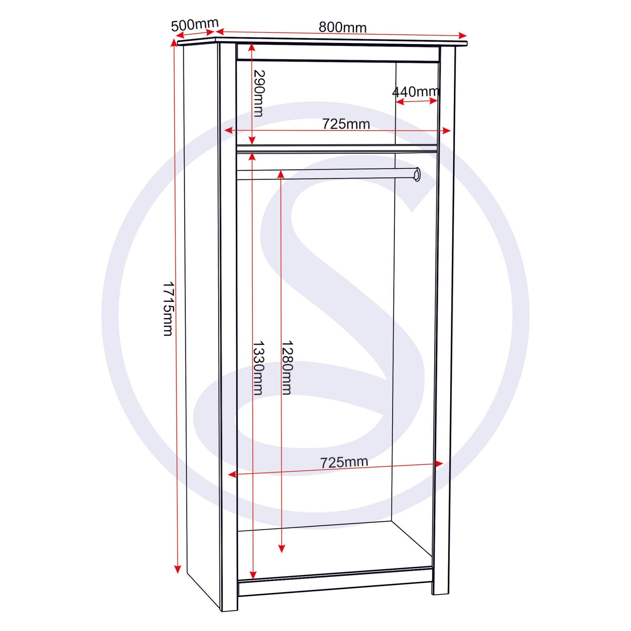 Panama 2 Door Wardrobe - White/Natural Wax