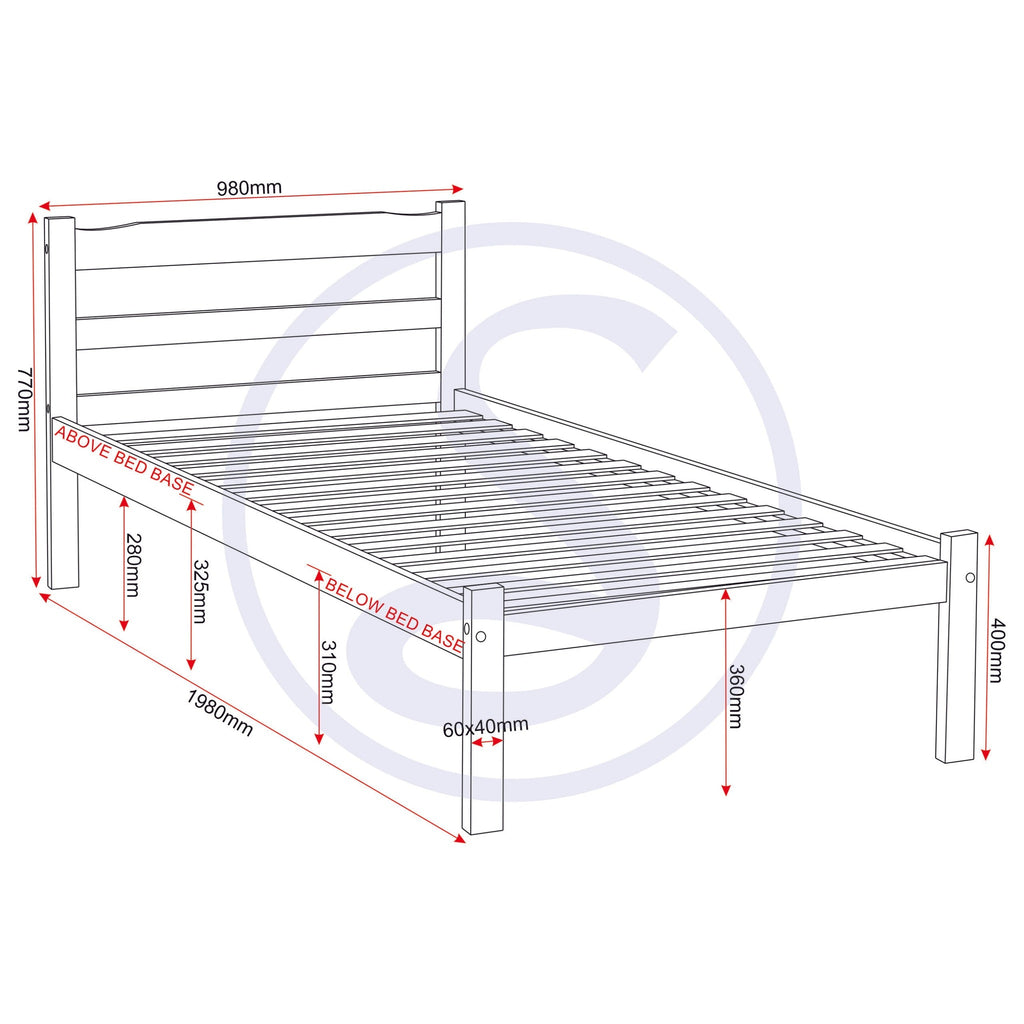Panama 3' Bed - Natural Wax