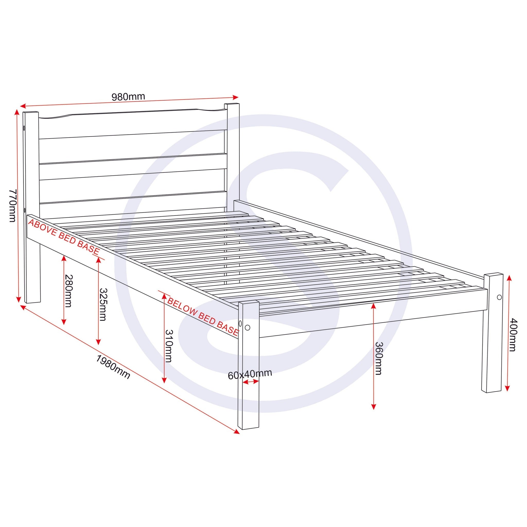 Panama 3' Bed - Natural Wax