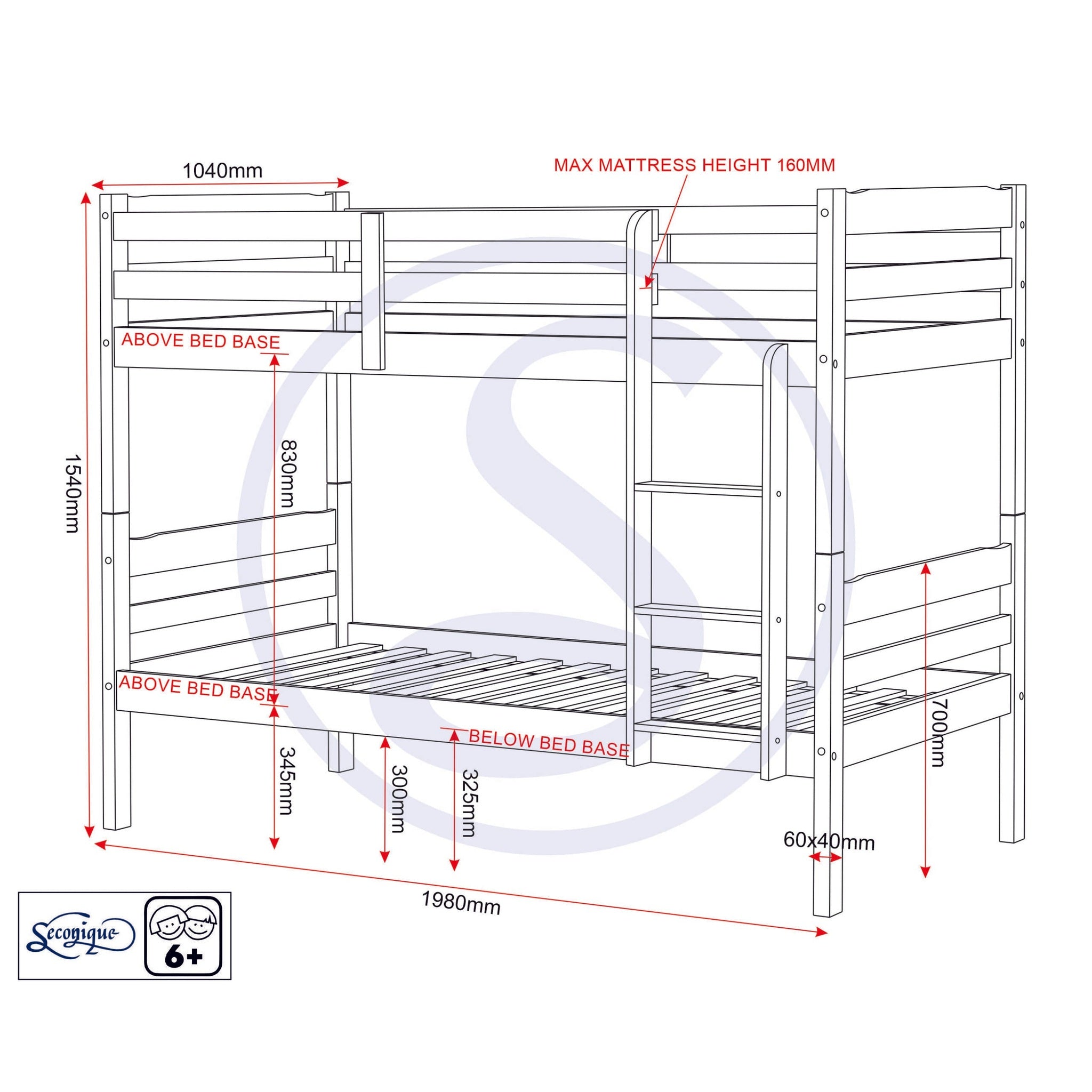 Panama 3' Bunk Bed - Natural Wax