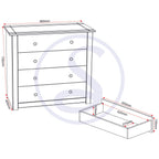 Panama 4 Drawer Chest - White/Natural Wax