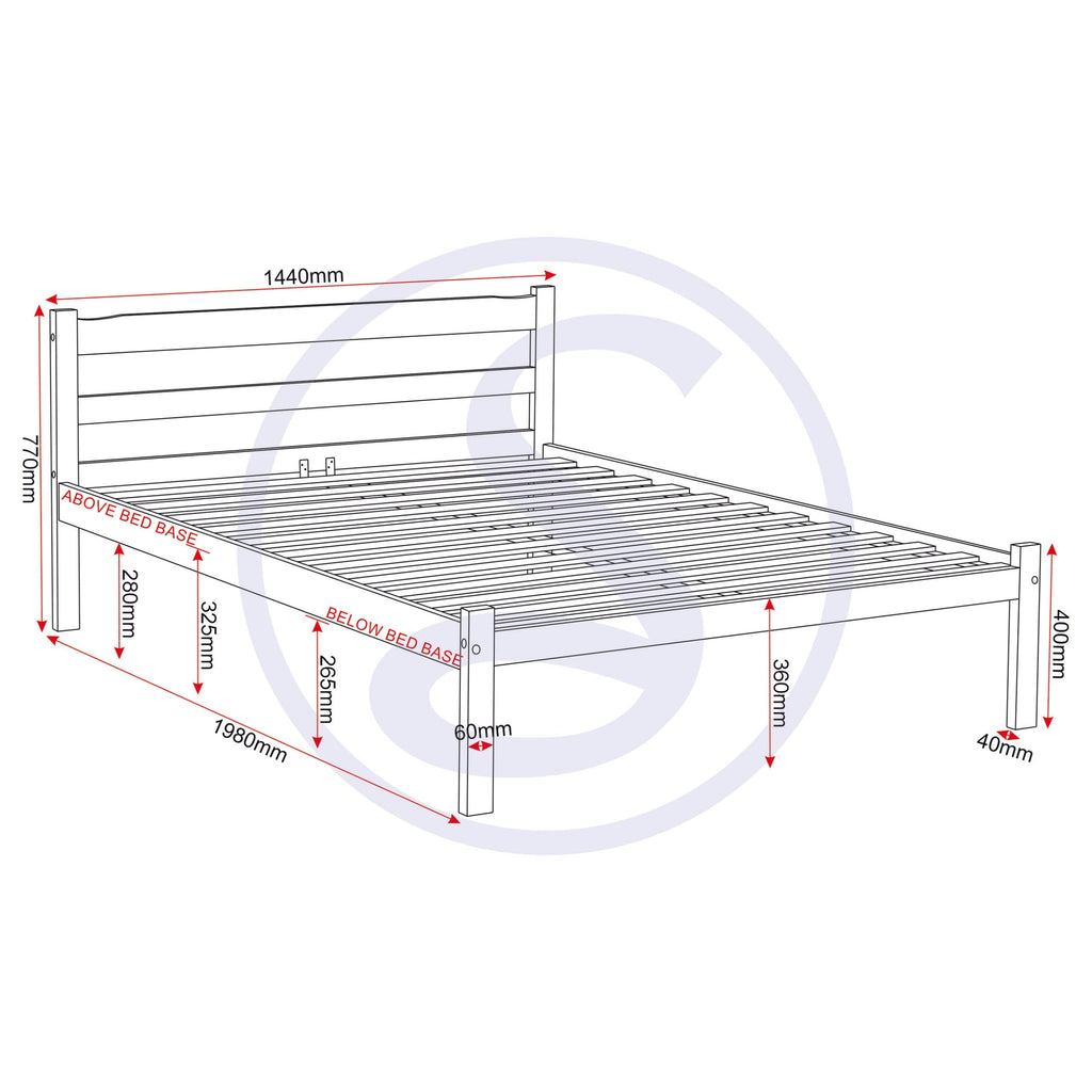 Panama 4'6" Bed - Natural Wax