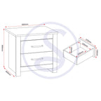 Portland 2 Drawer Bedside - Grey/Oak Effect