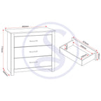 Portland 3 Drawer Chest - Grey/Oak Effect