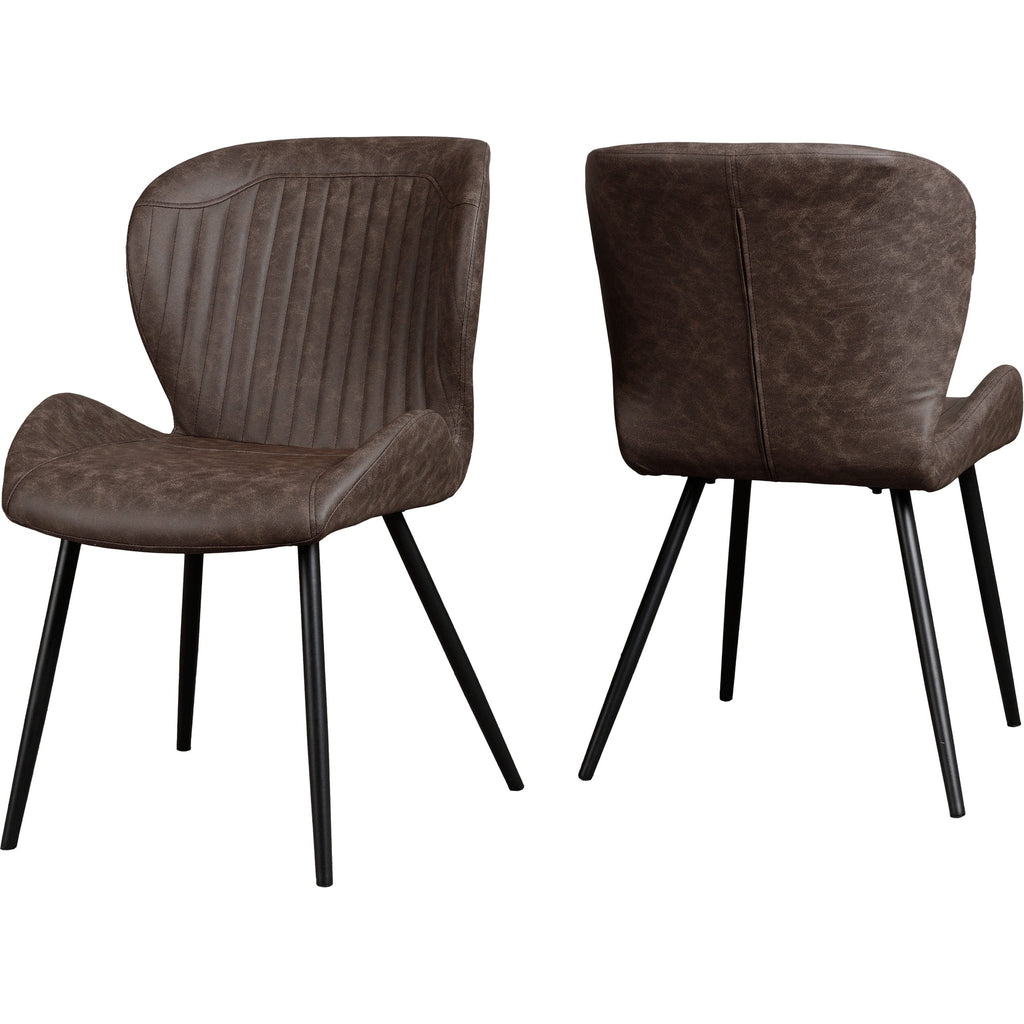 Hamilton & Quebec Medium Dining Set X4 Chairs - Medium Oak Effect/Brown Pu