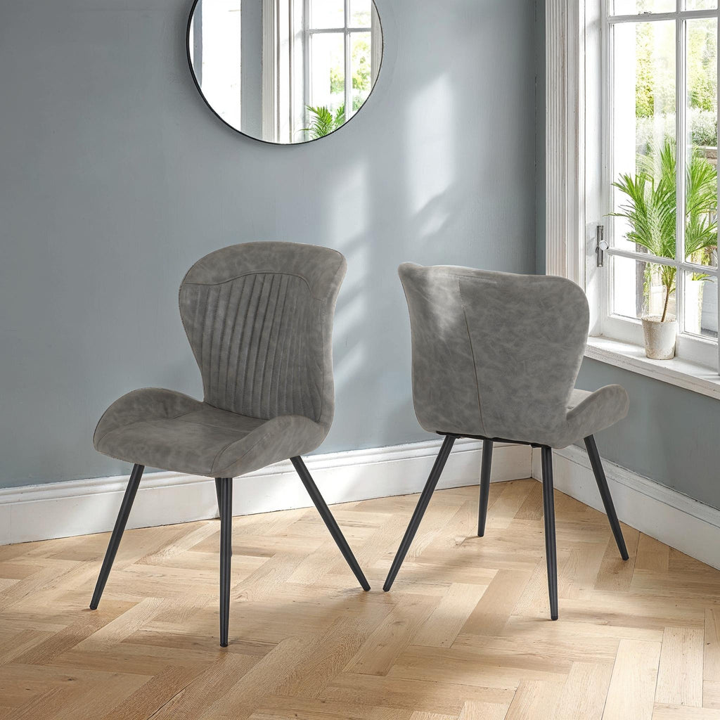 Quebec Dining Chair X4 Per Box - Grey Pu