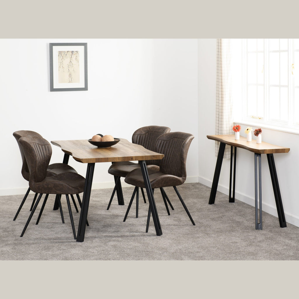 Quebec Wave Edge Dining Table - Medium Oak Effect