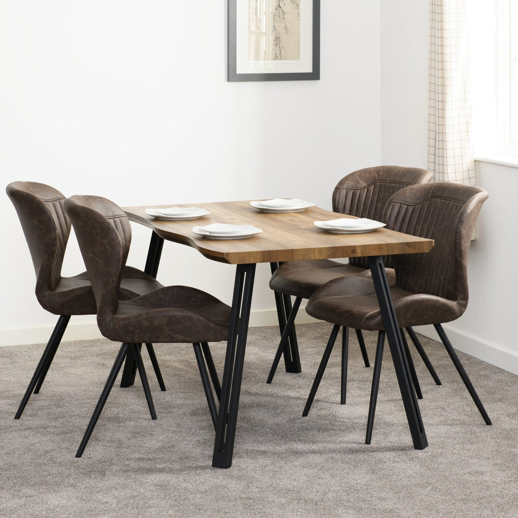 Quebec Wave Edge Dining Table - Medium Oak Effect