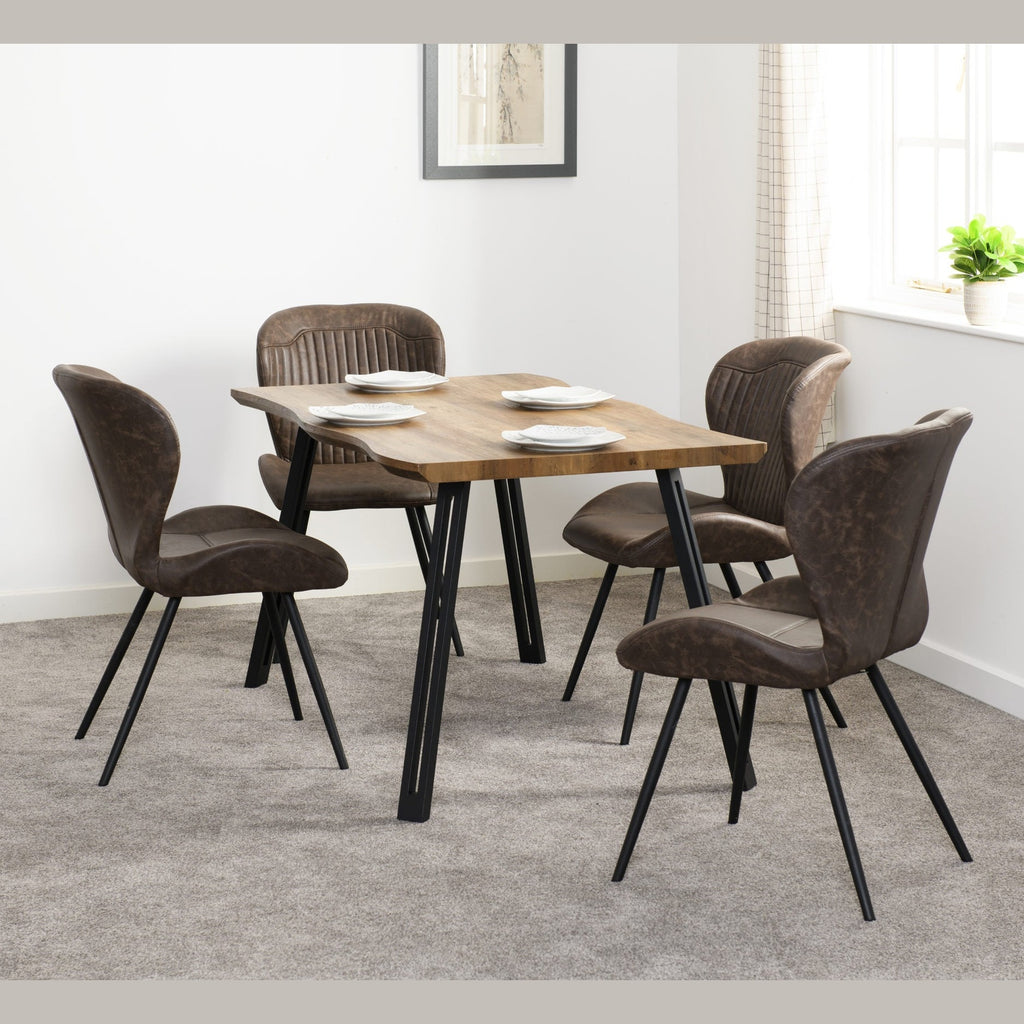 Quebec Wave Edge Dining Table - Medium Oak Effect