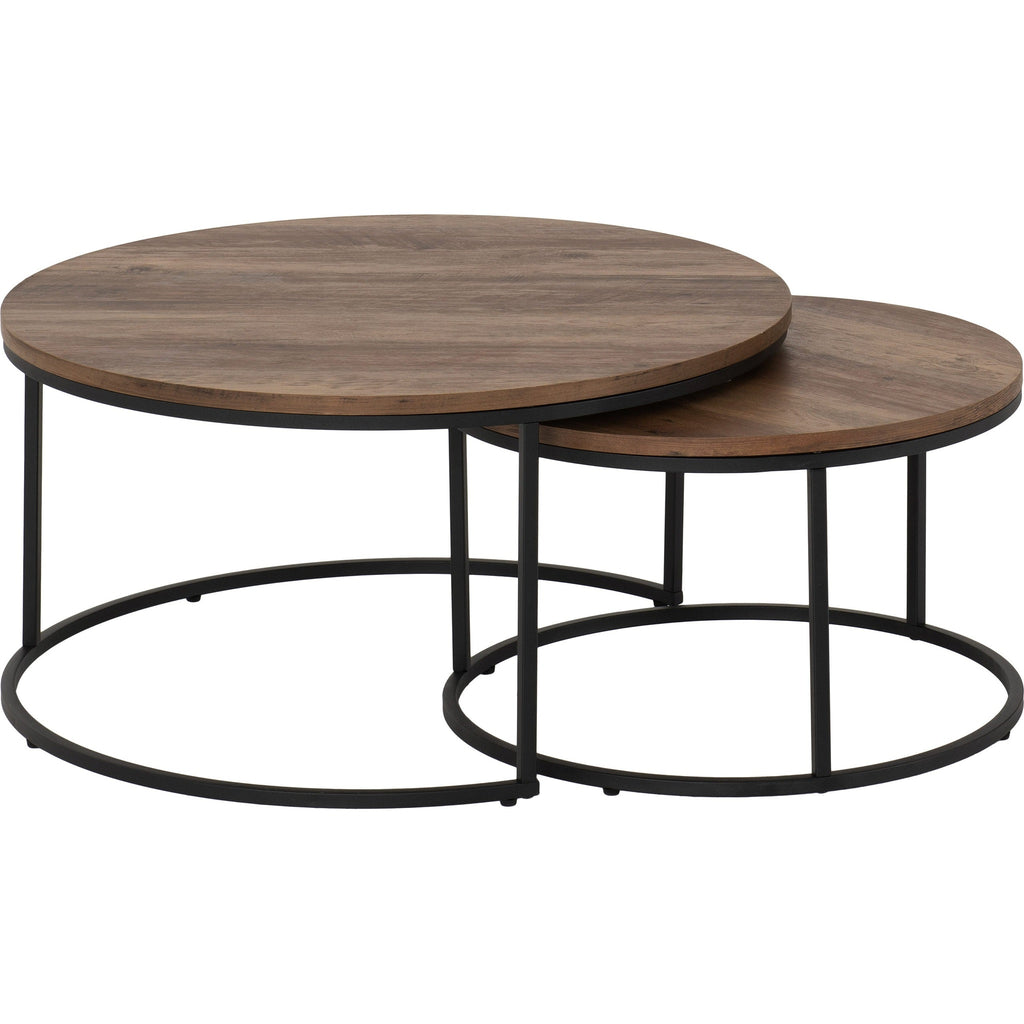 Quebec Round Coffee Table Set - Medium Oak Effect