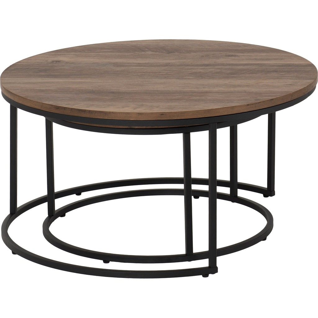 Quebec Round Coffee Table Set - Medium Oak Effect