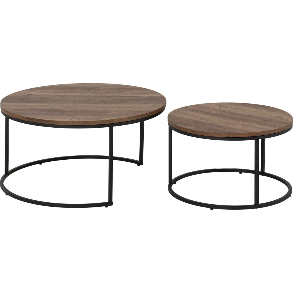 Quebec Round Coffee Table Set - Medium Oak Effect