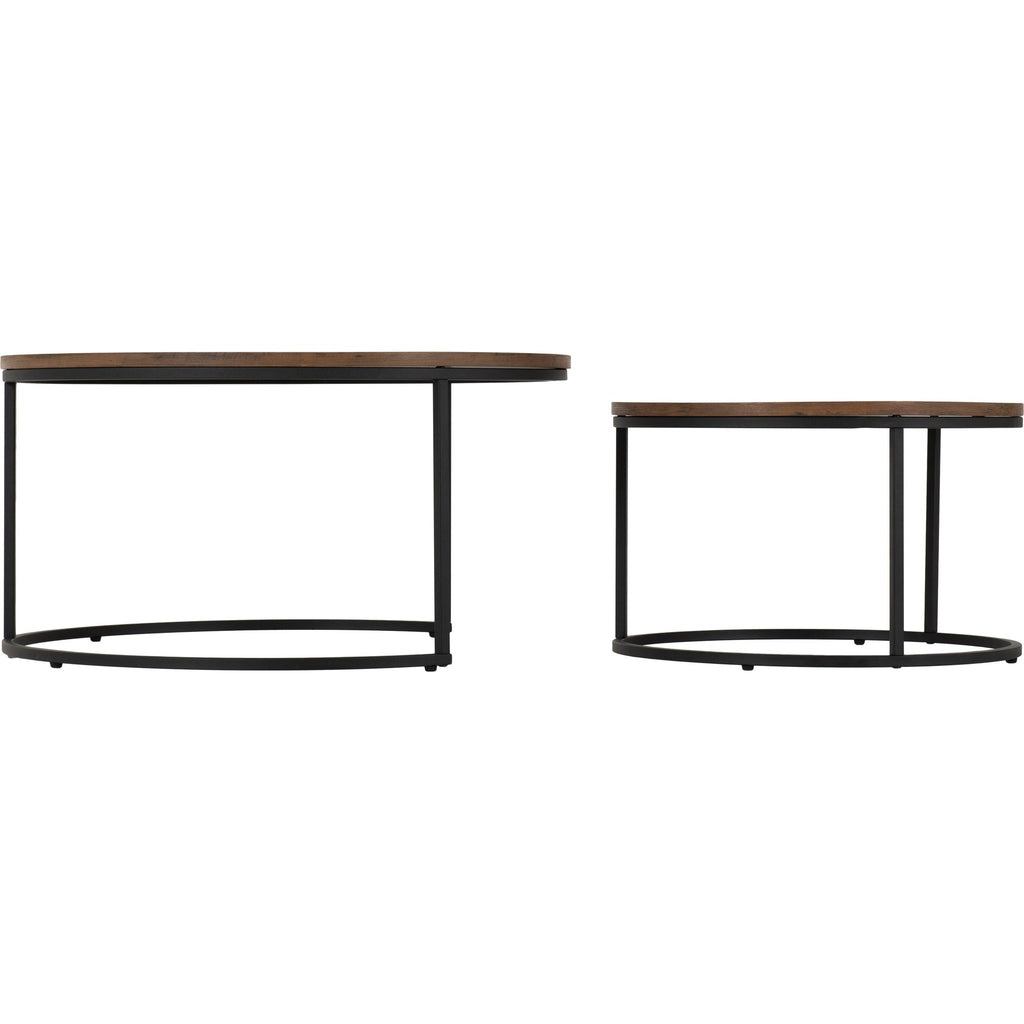 Quebec Round Coffee Table Set - Medium Oak Effect