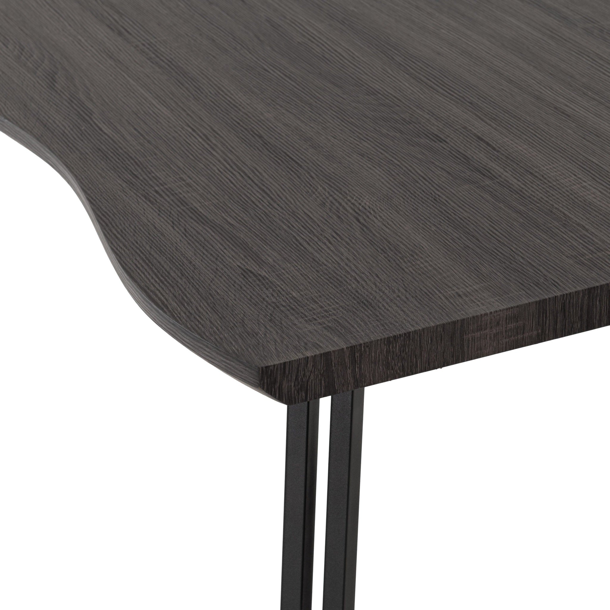 Quebec Wave Edge Dining Table - Black Wood Grain