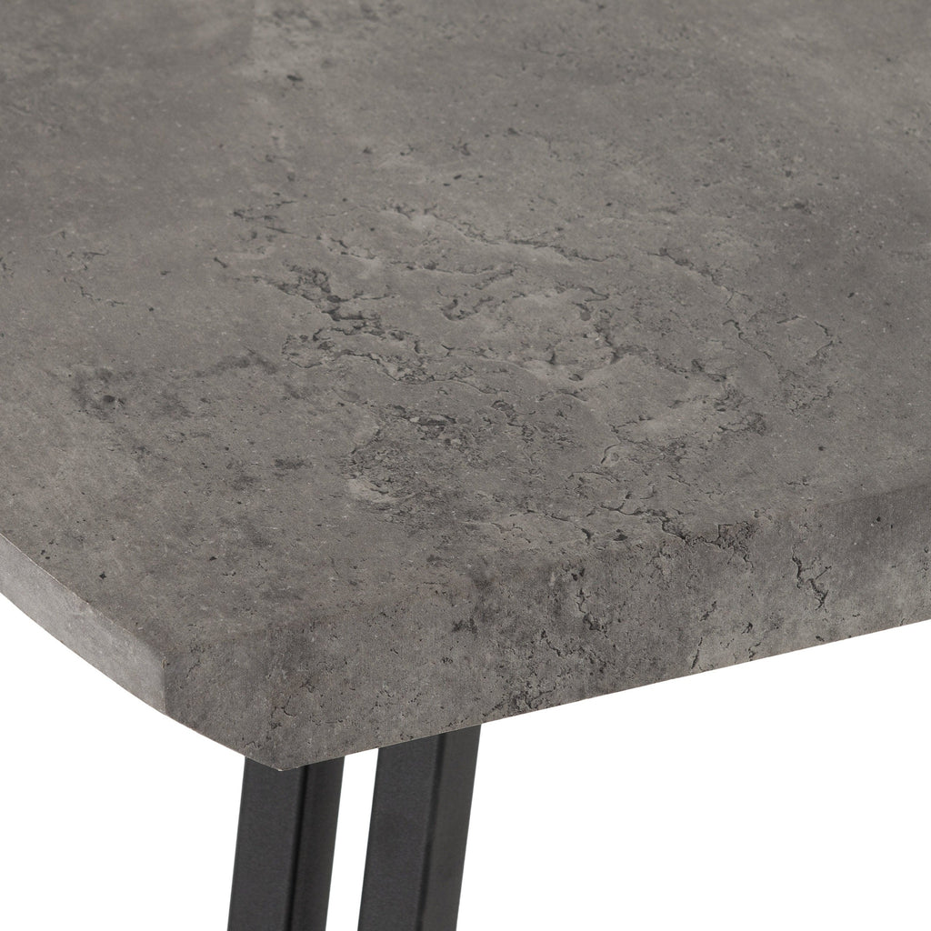 Quebec Wave Edge Dining Set X4 Chairs - Concrete Effect/Grey Pu