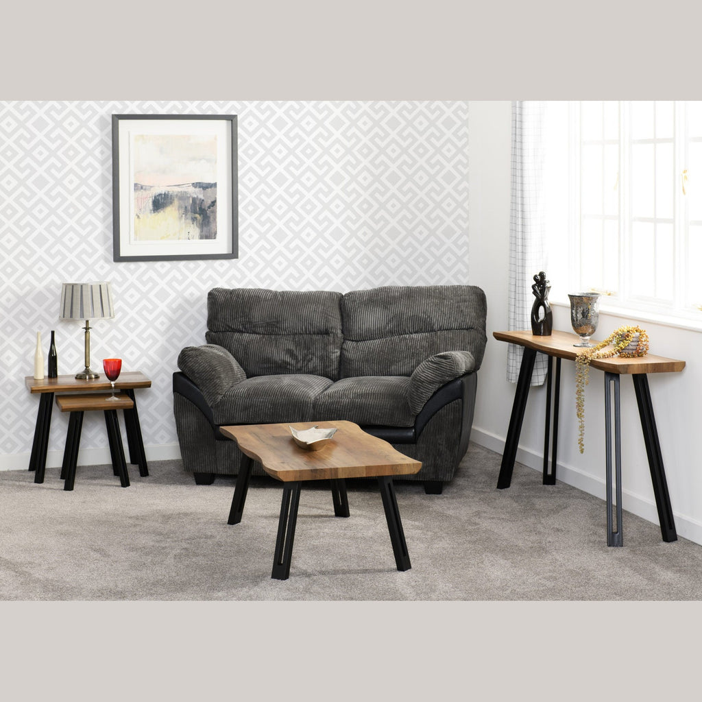 Quebec Wave Edge Console Table - Medium Oak Effect