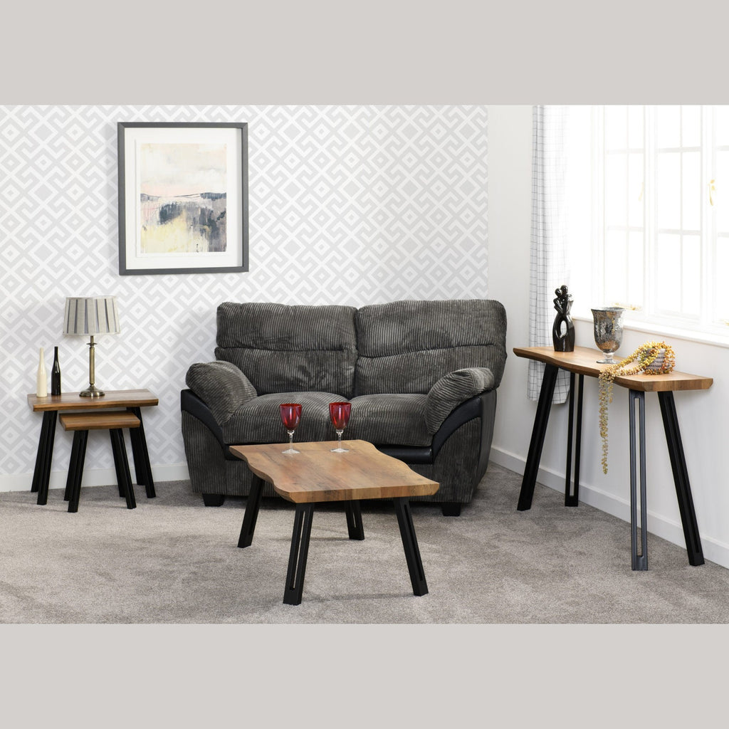 Quebec Wave Edge Console Table - Medium Oak Effect