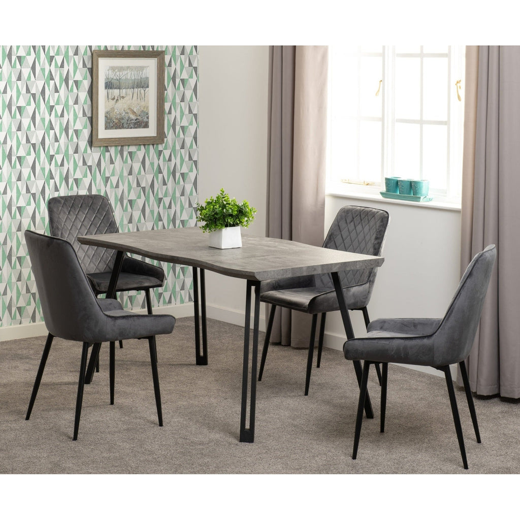 Quebec Wave Edge Dining Table - Concrete Effect
