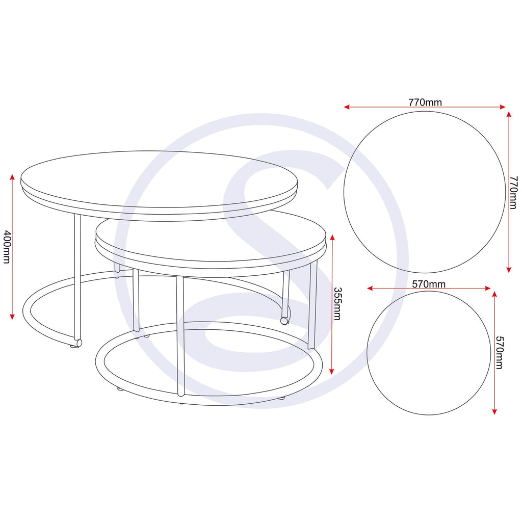 Quebec Round Coffee Table Set - Medium Oak Effect