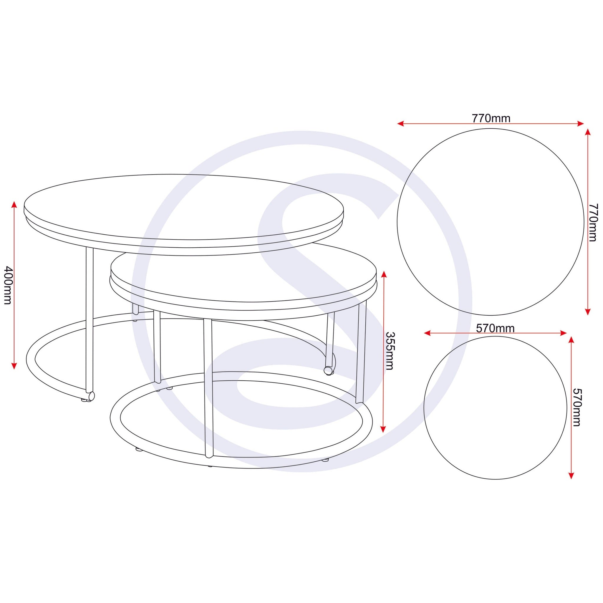 Quebec Round Coffee Table Set - Medium Oak Effect