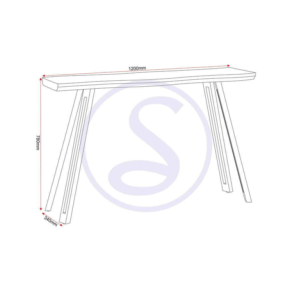 Quebec Wave Edge Console Table - Medium Oak Effect