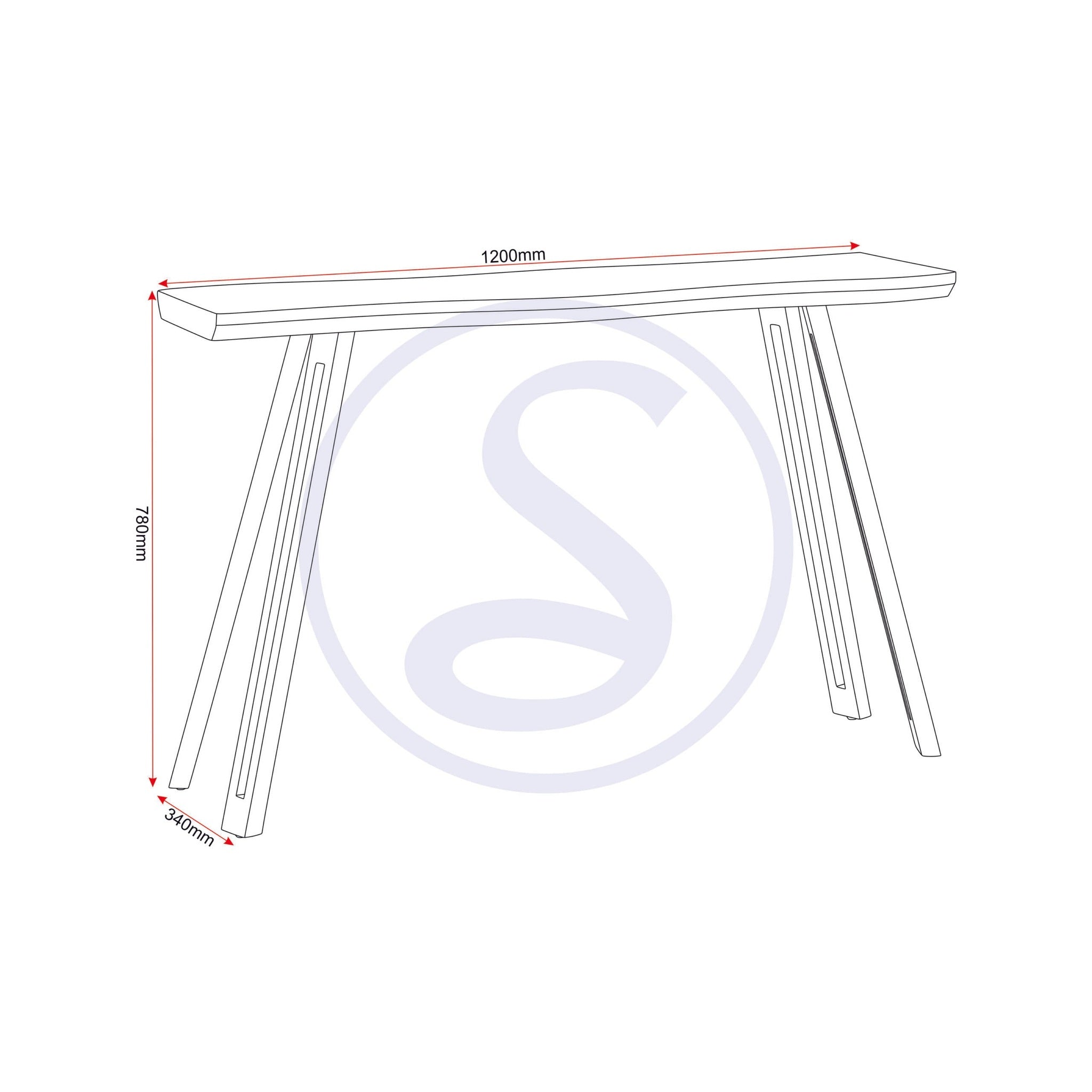 Quebec Wave Edge Console Table - Medium Oak Effect