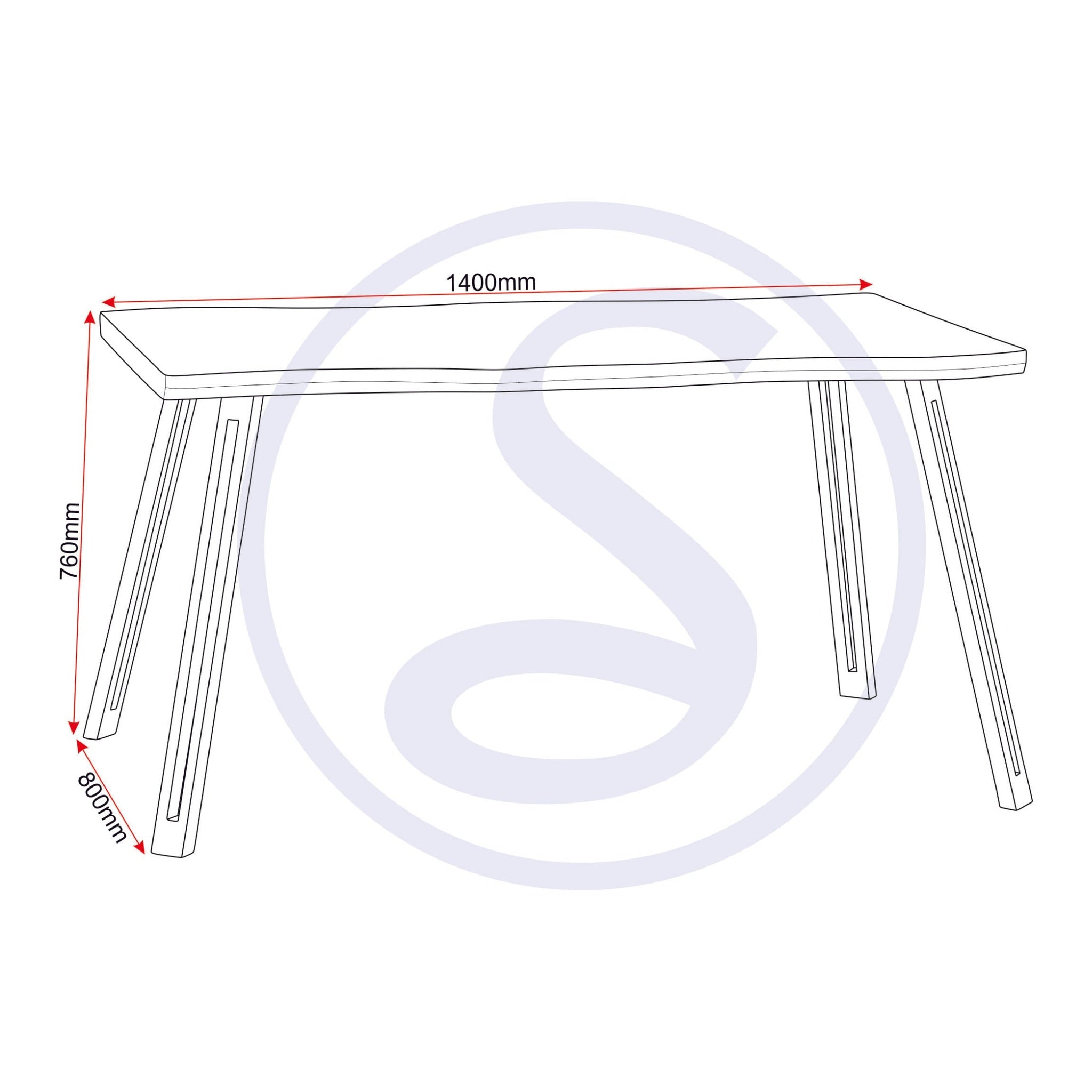Quebec Wave Edge Dining Table - Concrete Effect