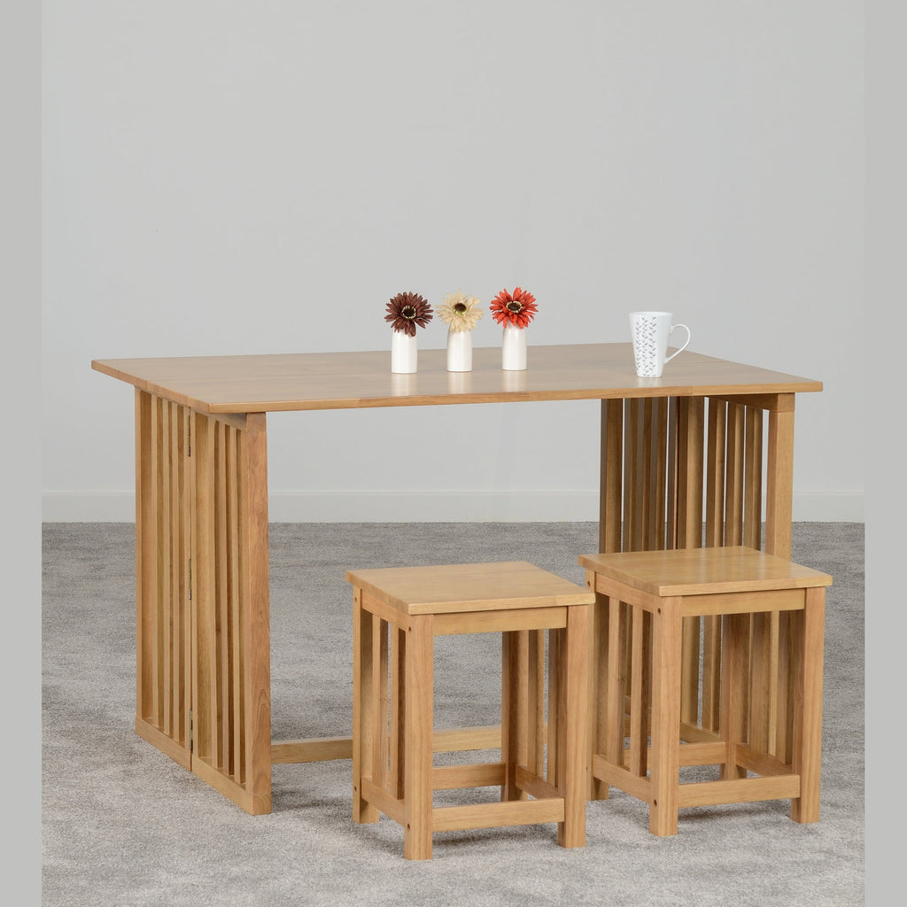 Richmond Foldaway Dining Set X2 Stools - Oak Varnish
