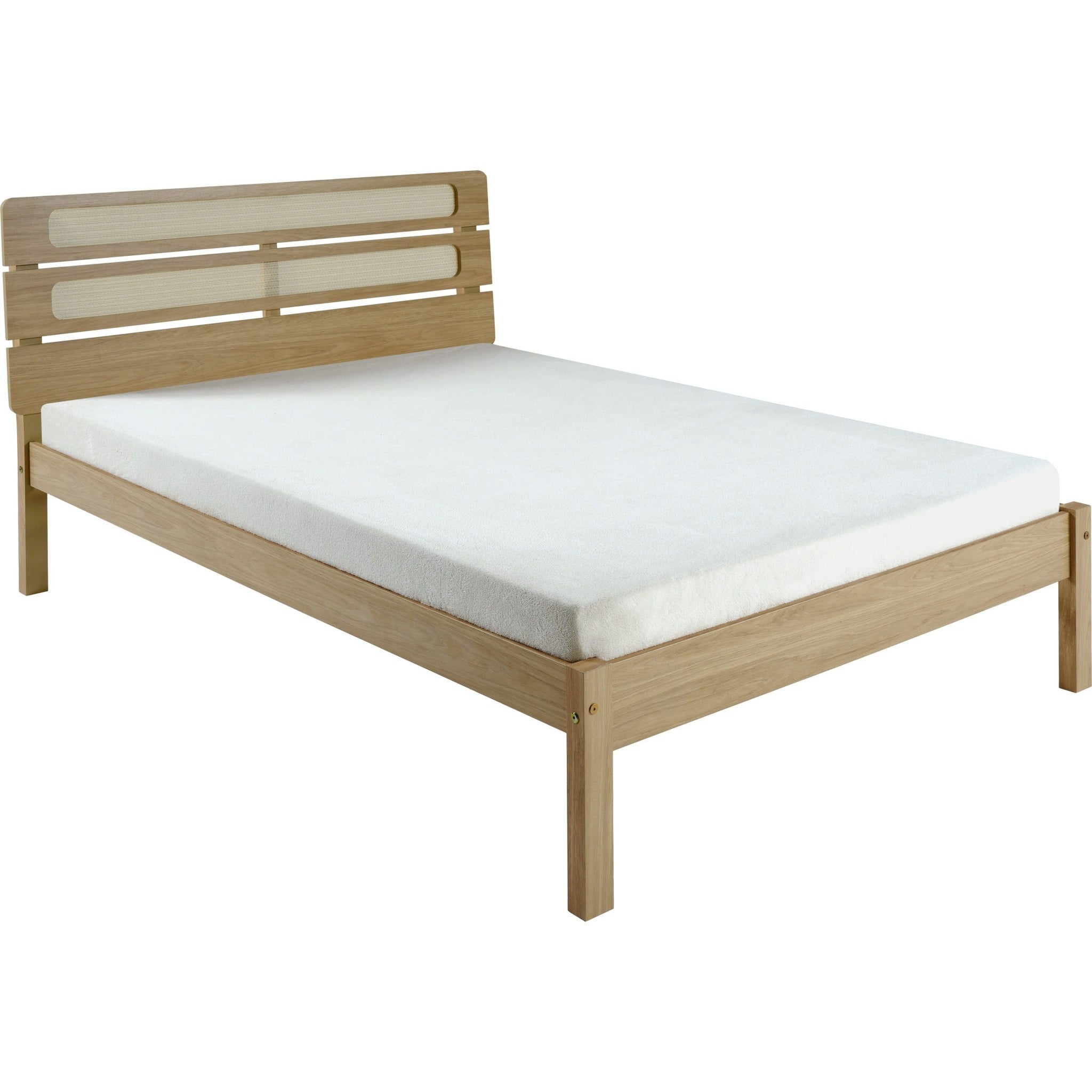 Santana 4'6" Bed - Light Oak/Rattan Effect