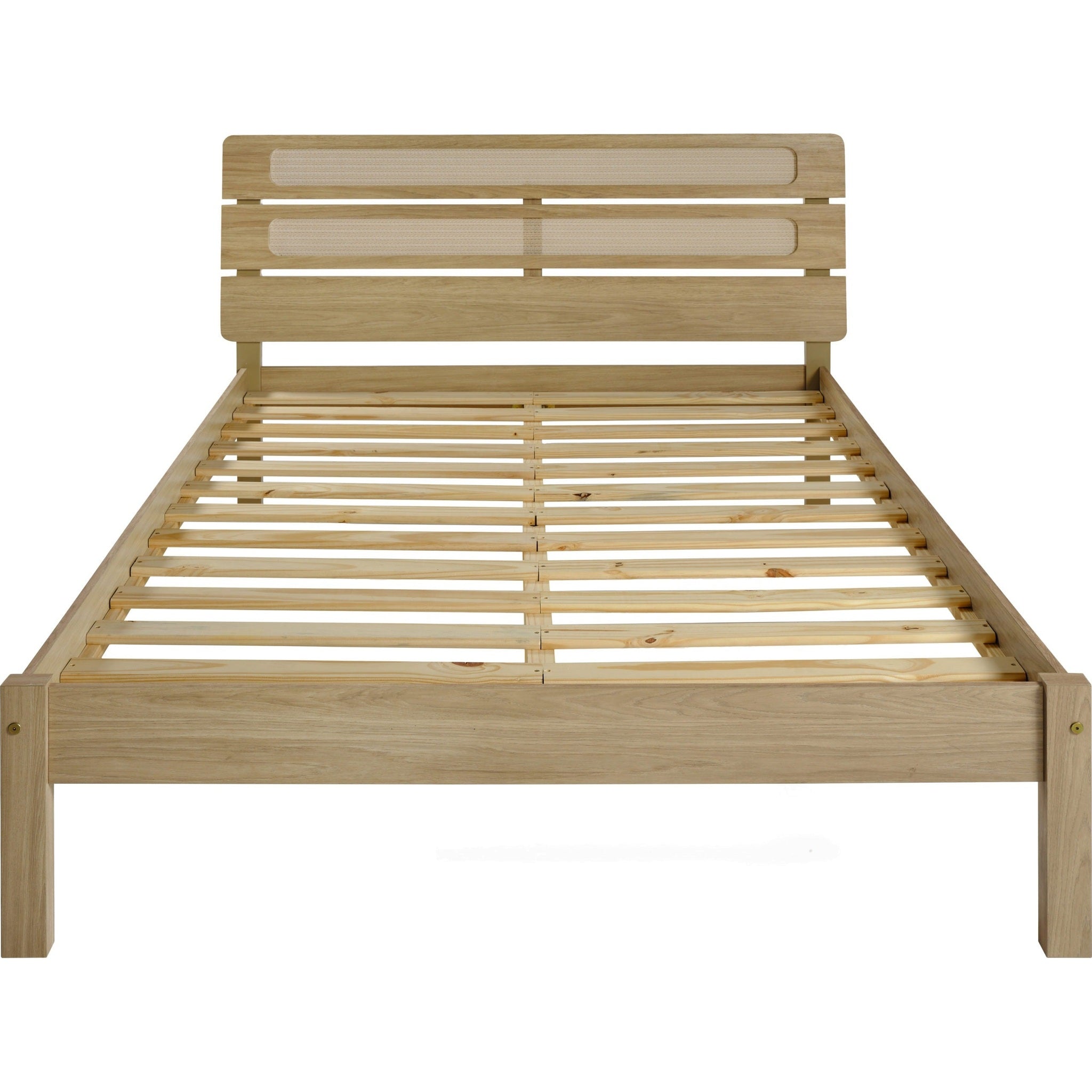 Santana 4'6" Bed - Light Oak/Rattan Effect