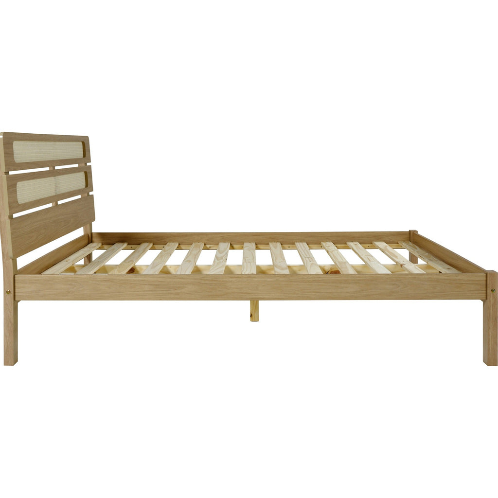 Santana 4'6" Bed - Light Oak/Rattan Effect