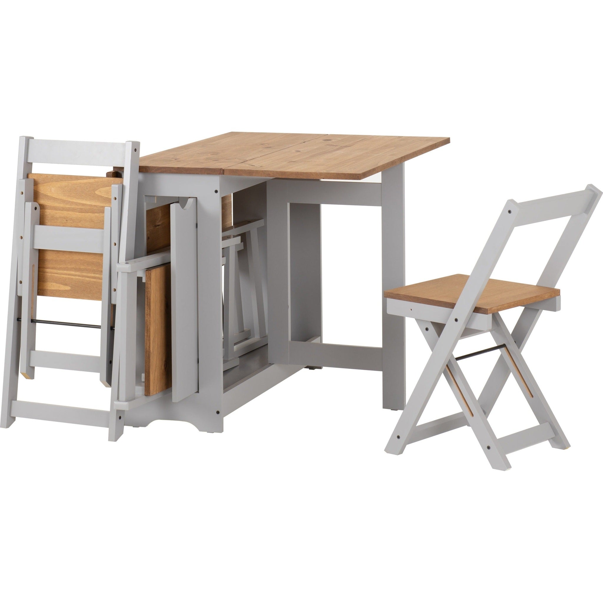 Santos Butterfly Dining Set X4 Chairs - Grey Slate/Distressed Waxed Pine