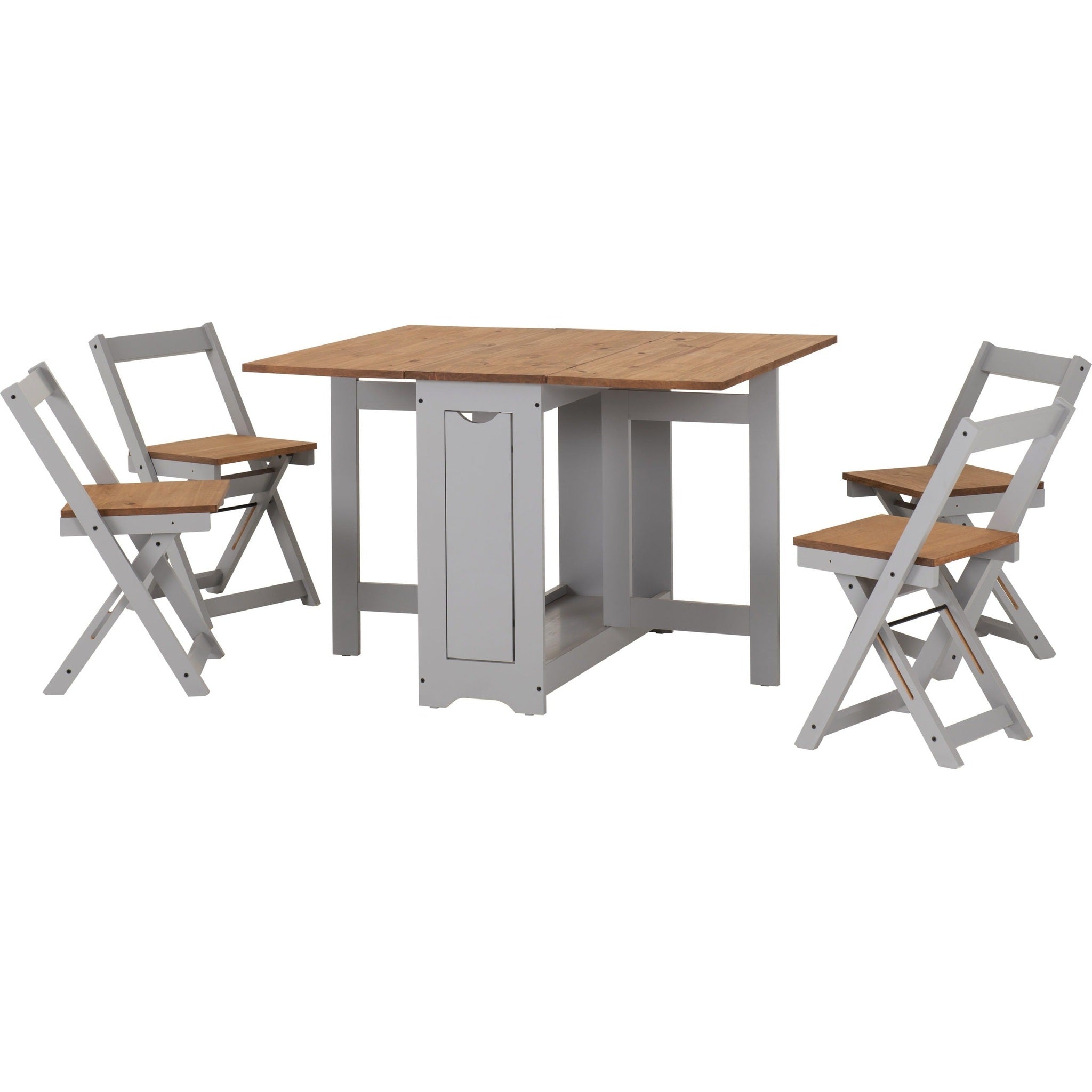 Santos Butterfly Dining Set X4 Chairs - Grey Slate/Distressed Waxed Pine