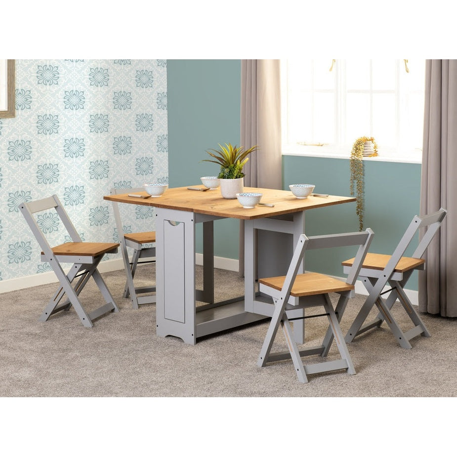 Santos Butterfly Dining Set X4 Chairs - Grey Slate/Distressed Waxed Pine