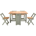Santos Butterfly Dining Set X4 Chairs - Green/Distressed Waxed Pine