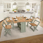 Santos Butterfly Dining Set X4 Chairs - Green/Distressed Waxed Pine