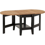 Santos Drop Leaf Coffee Table - Black/Distressed Waxed Pine