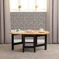 Santos Drop Leaf Coffee Table - Black/Distressed Waxed Pine