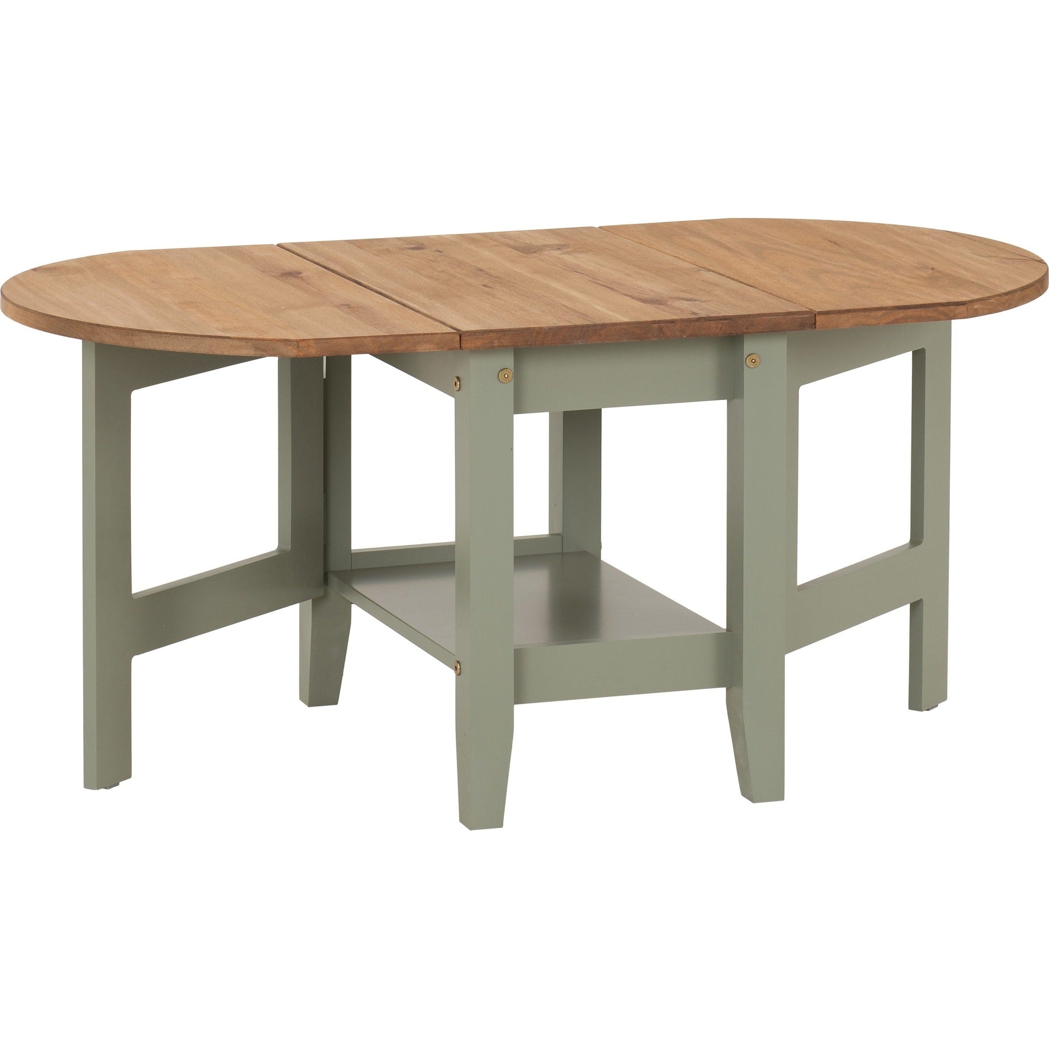 Santos Drop Leaf Coffee Table - Green/Distressed Waxed Pine