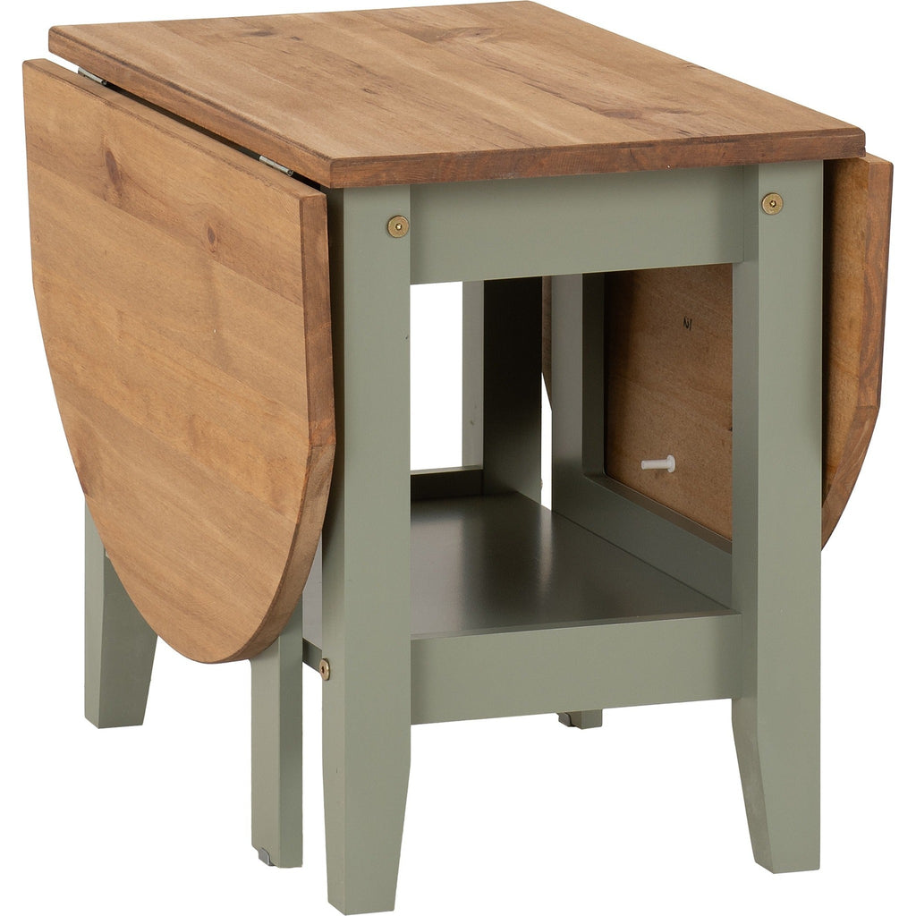 Santos Drop Leaf Coffee Table - Green/Distressed Waxed Pine