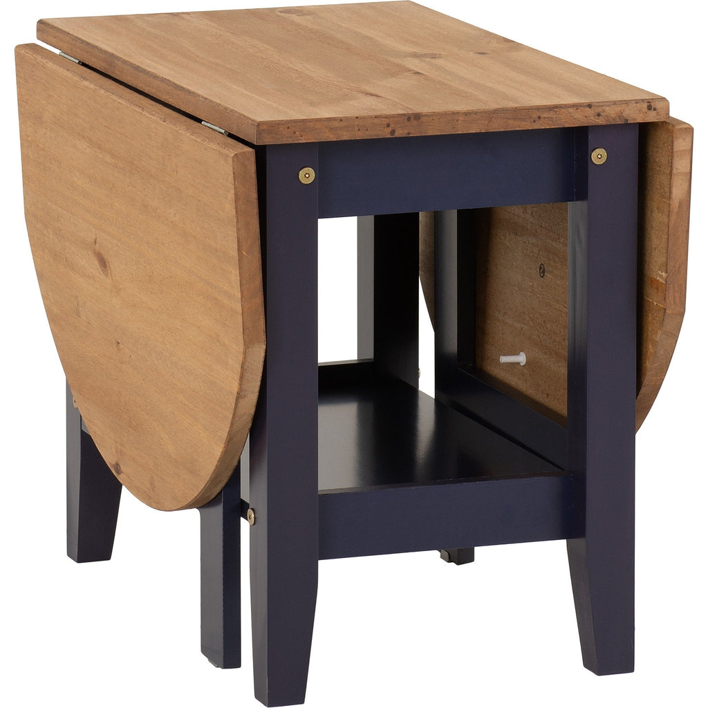 Santos Drop Leaf Coffee Table - Navy Blue/Distressed Waxed Pine