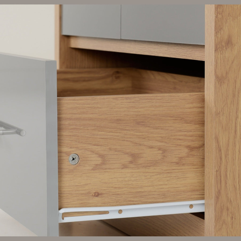 Seville 2 Door 1 Drawer Wardrobe - Grey Gloss/Light Oak Effect Veneer