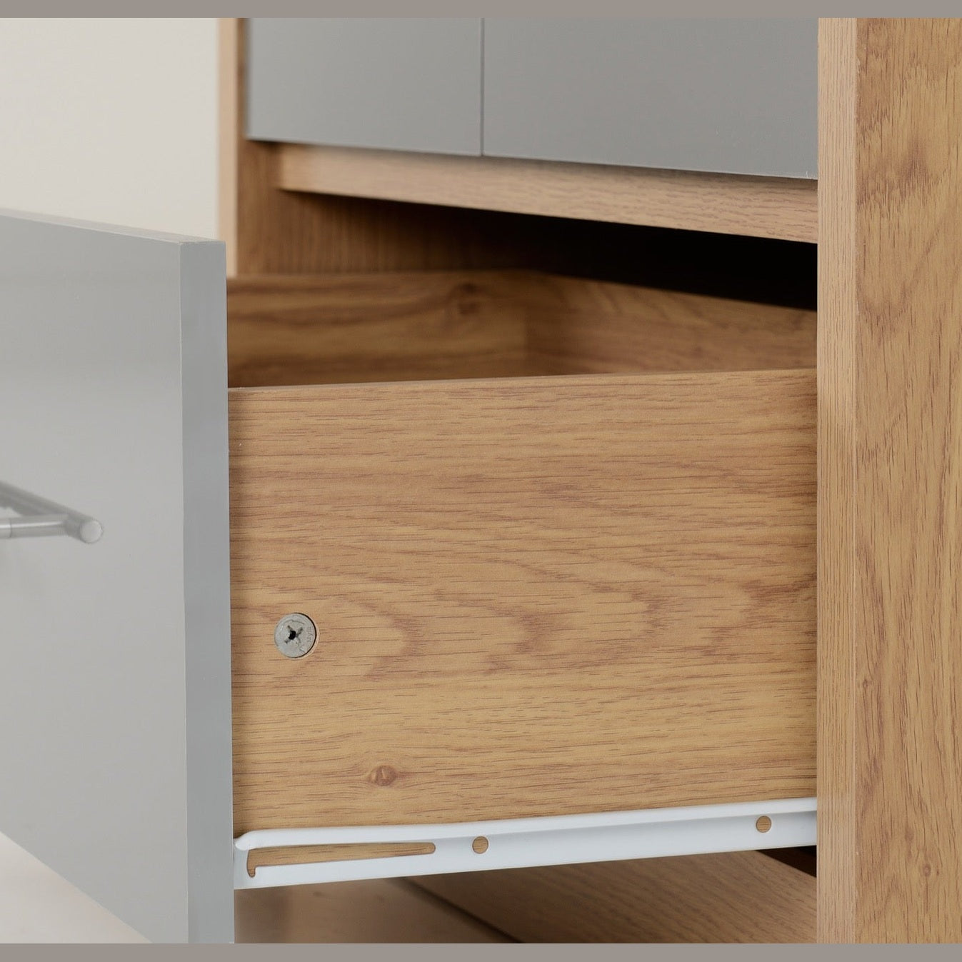 Seville 2 Door 1 Drawer Wardrobe - Grey Gloss/Light Oak Effect Veneer