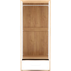 Seville 2 Door 1 Drawer Wardrobe - White Gloss/Light Oak Effect Veneer